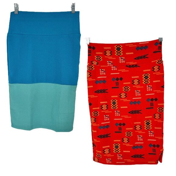 LuLaRoe Cassie Bundle of 2 Womens XS Skirts Pencil Multicolor NWT - Picture 2 of 8